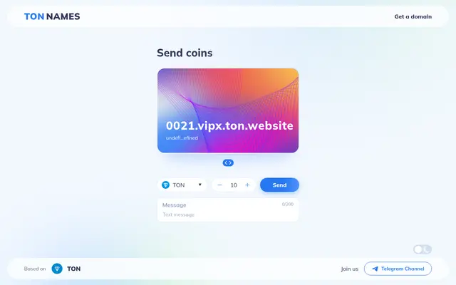 Screenshot of TON Names — Short NFT domain and a direct link for TON wallet