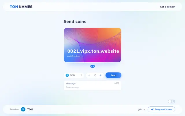 Screenshot of TON Names — Short NFT domain and a direct link for TON wallet