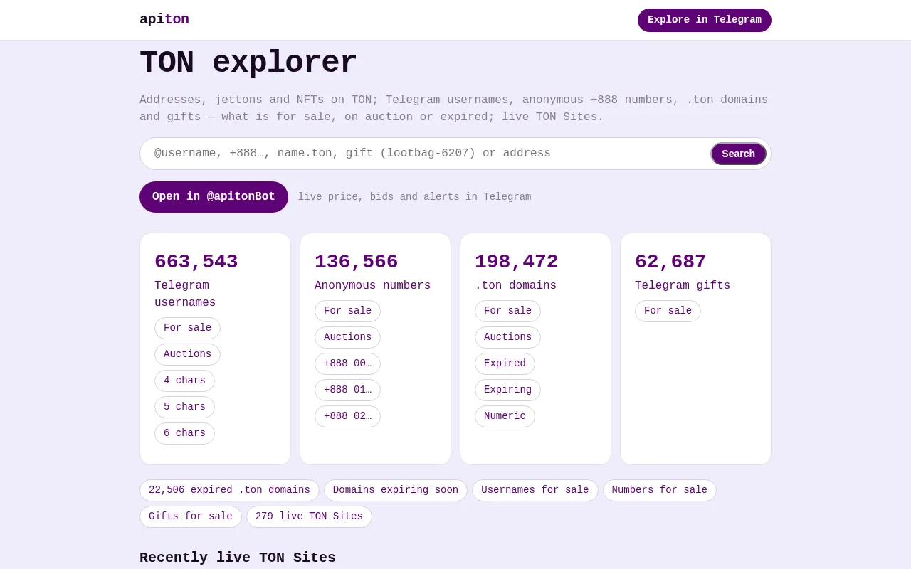 Screenshot of apiton.ton