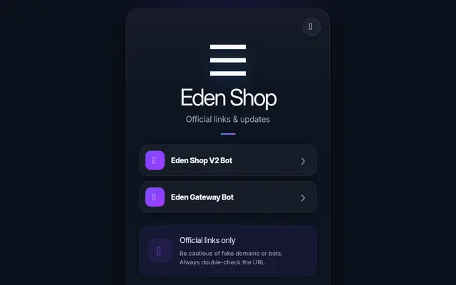 Screenshot of Eden Shop | Official Links