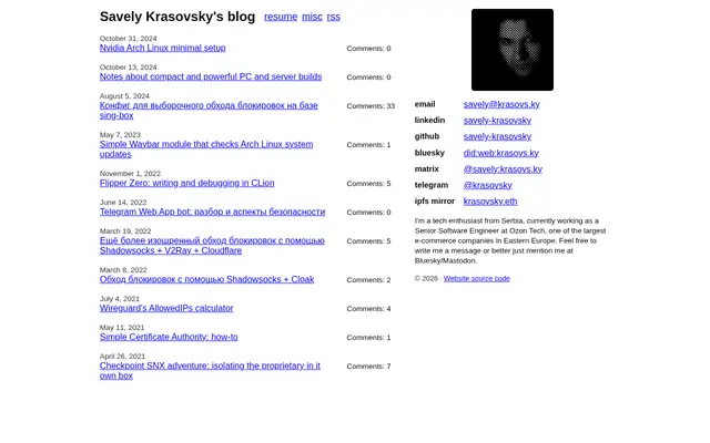 Screenshot of Savely Krasovsky's blog