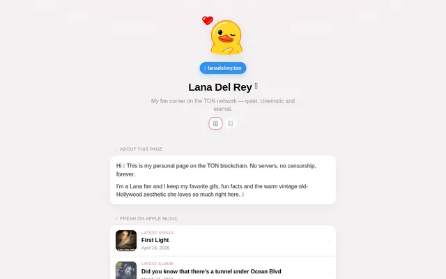 Screenshot of Lana Del Rey · lanadelrey.ton