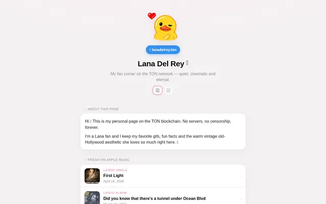 Screenshot of Lana Del Rey · lanadelrey.ton