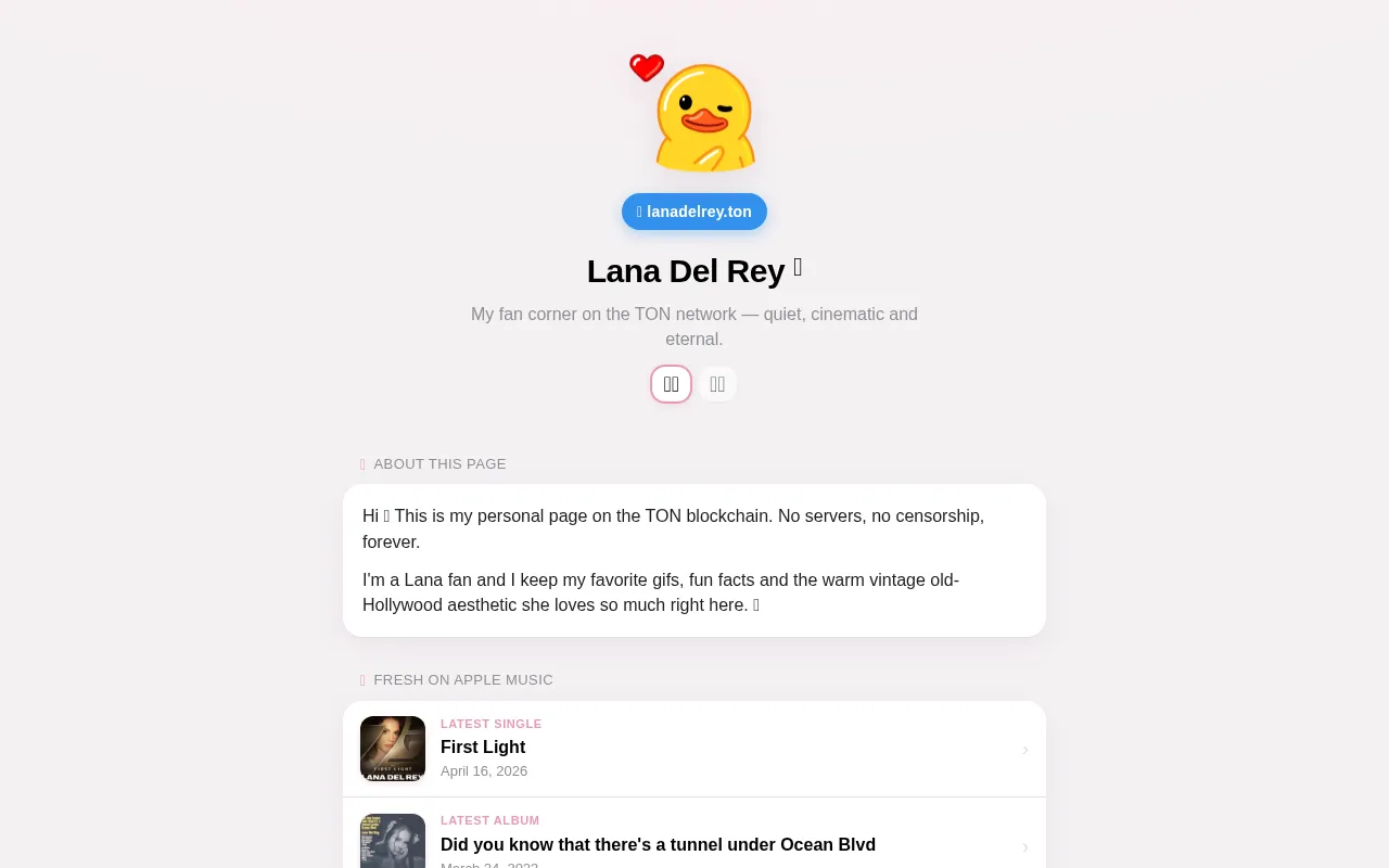 Screenshot of lanadelrey.ton