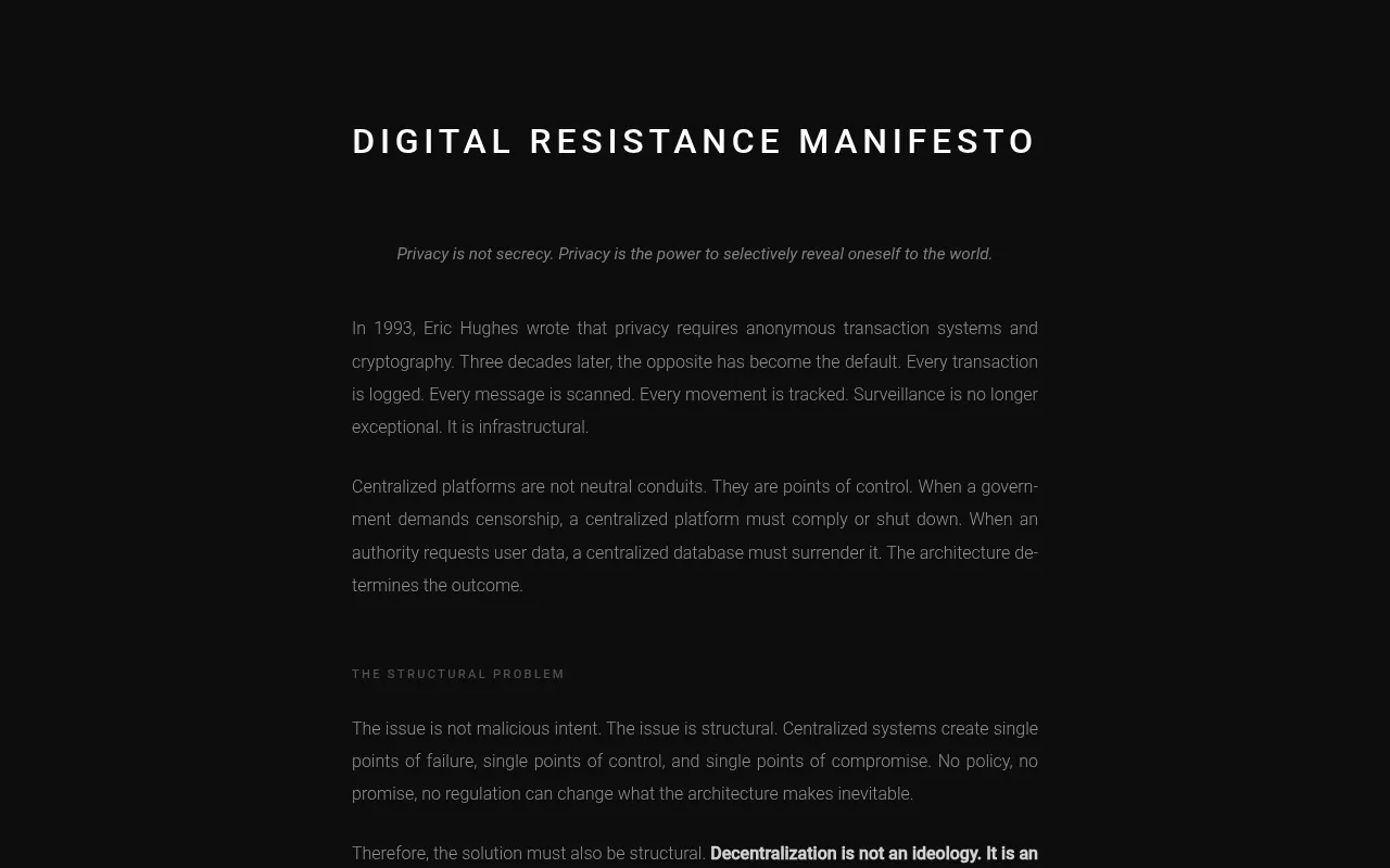 Screenshot of manifesto.ton