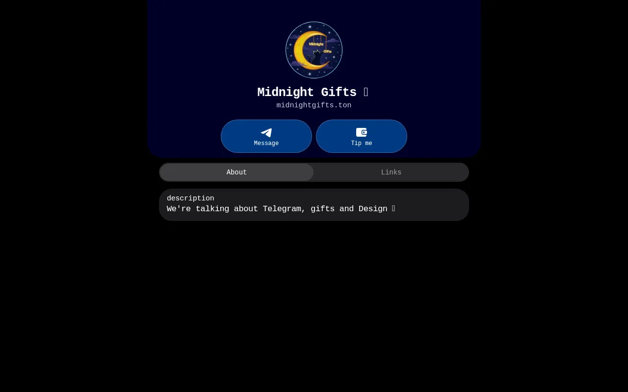 Screenshot of midnightgifts.ton