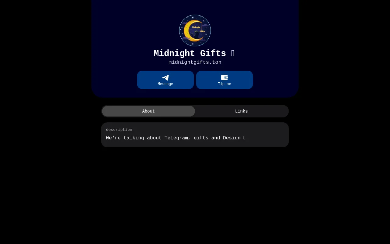 Screenshot of midnightgifts.ton