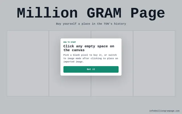 Screenshot of Million GRAM Page