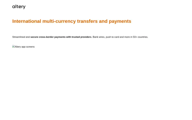 Screenshot of Altery | International multi-currency transfers and payments