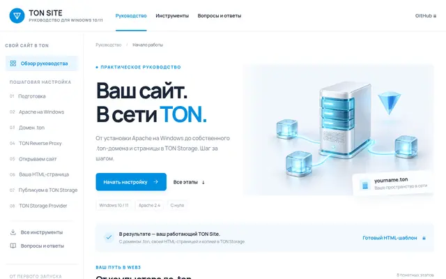 Screenshot of TON SITE — Руководство для Windows 10/11
