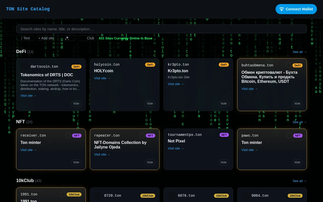 Screenshot of tonsitecatalog.ton