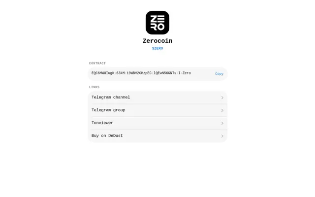 Screenshot of Zerocoin · $ZERO